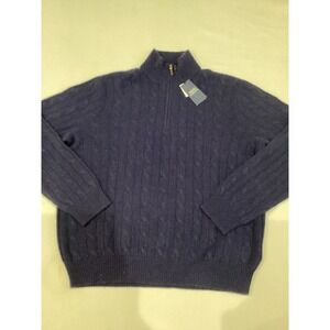 Polo Ralph Lauren Men's Navy Blue Cable Knit 1/4 Zip Cashmere Sweater XXL
